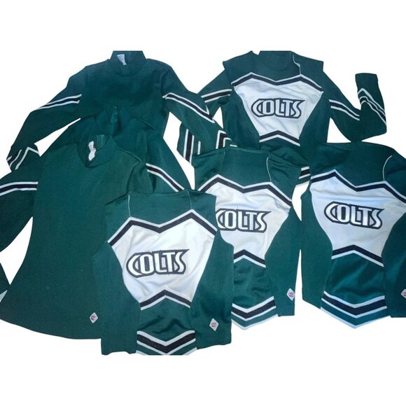 Cheerleader & DanzTeam Tops - 4 Matching Cheerleader Uniform COLTS Top 34" and Body Liners 8 Pc NO SKIRTS